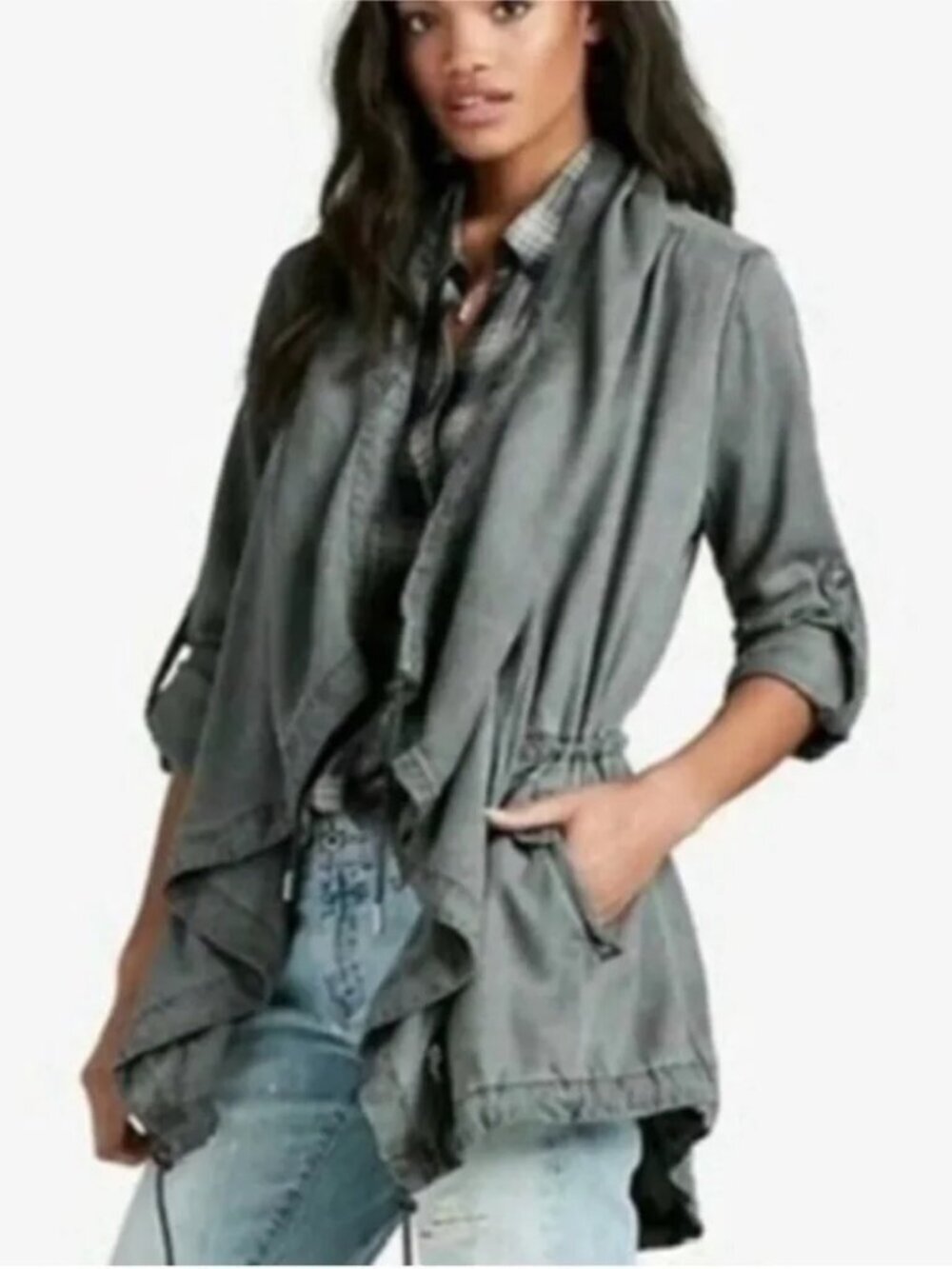 Women’s Lucky Brand Military Style Utility Jacket Grey Size S